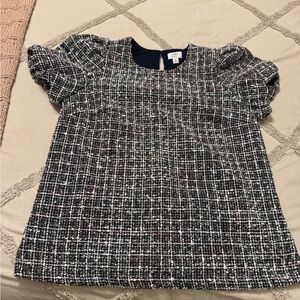 Crown & Ivy Kids Tweed Blouse - Black, White, and Pink